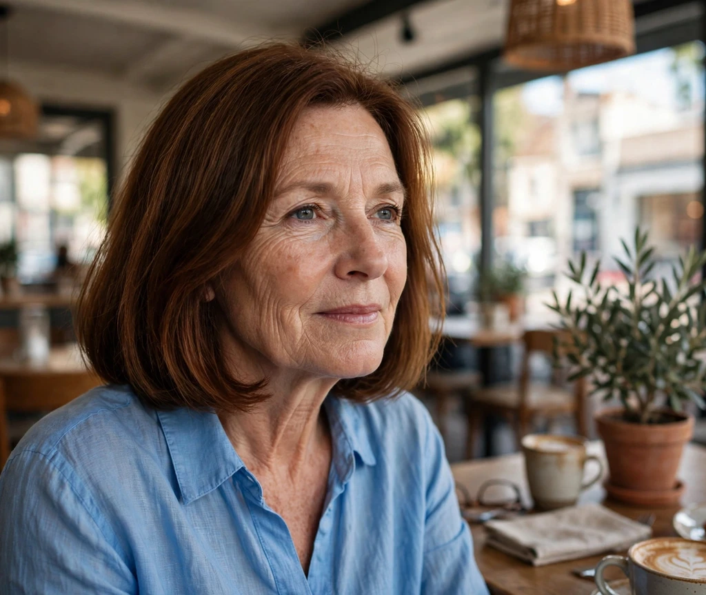 Warm chestnut brown shoulder-length bob