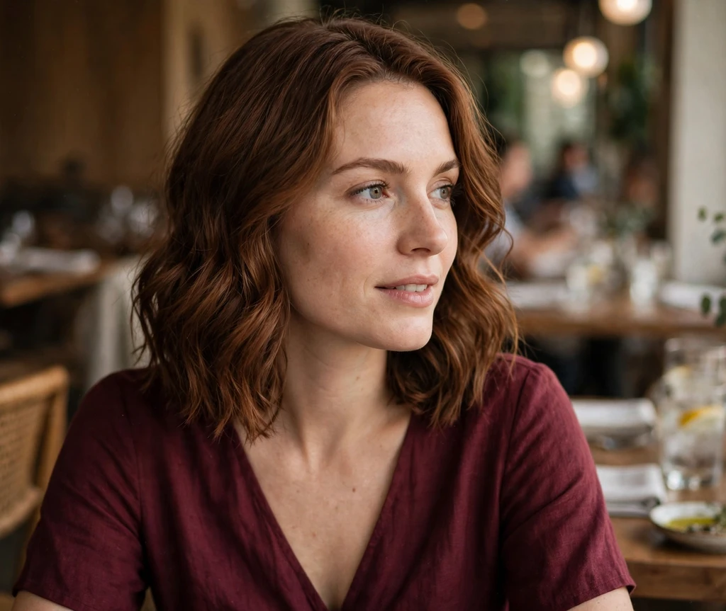 Warm chestnut brown wavy lob