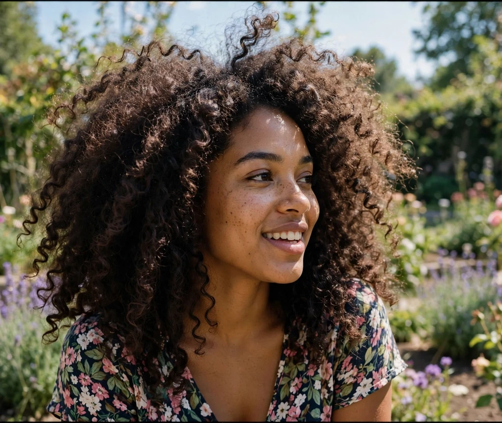 Deep espresso brown voluminous natural curly hair