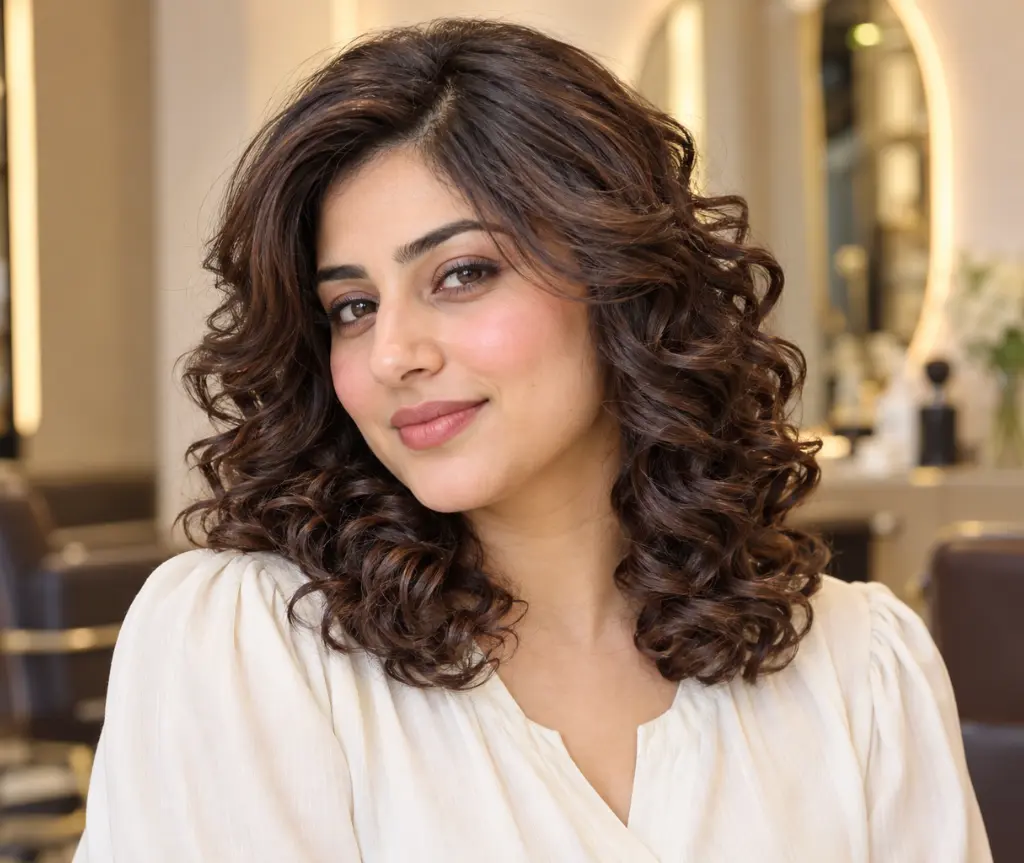 Defined Shoulder-Length Layered Curls