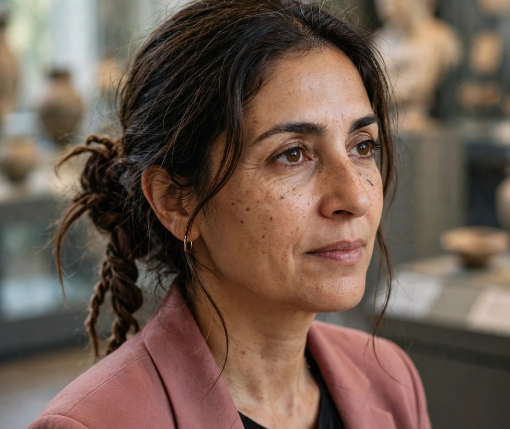 Woman with long thin hair in a half-up braided crown with the rest straight