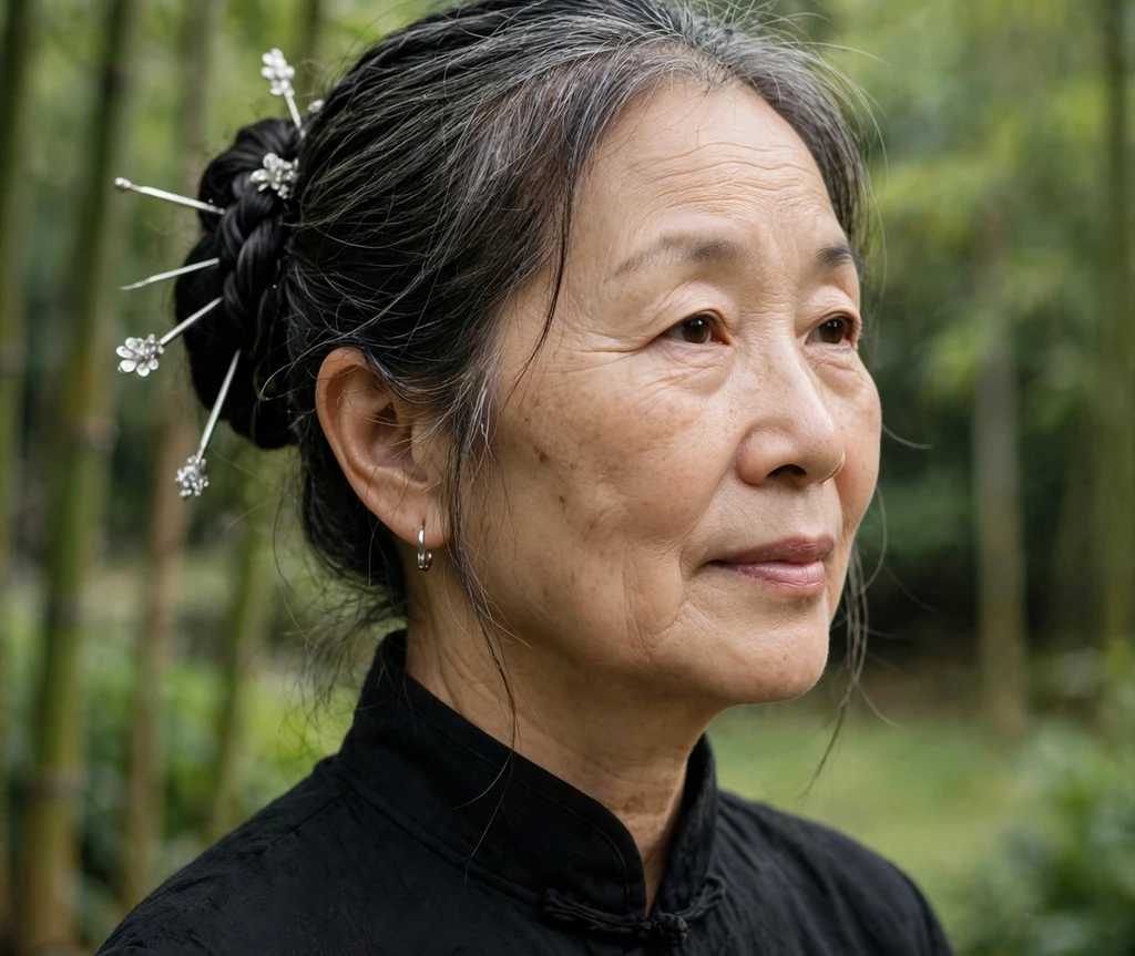 Woman with long thin dark hair in a loose waterfall twist with soft curls