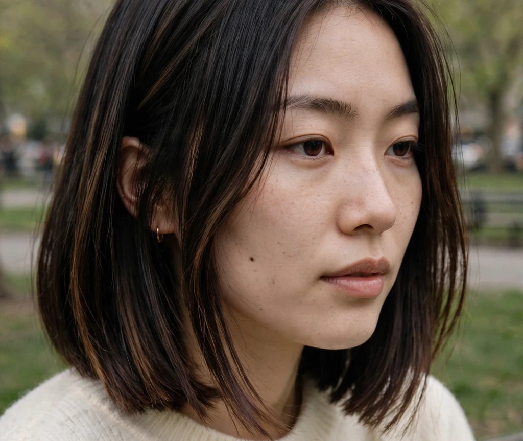 Blunt bob with subtle espresso babylights on dark hair