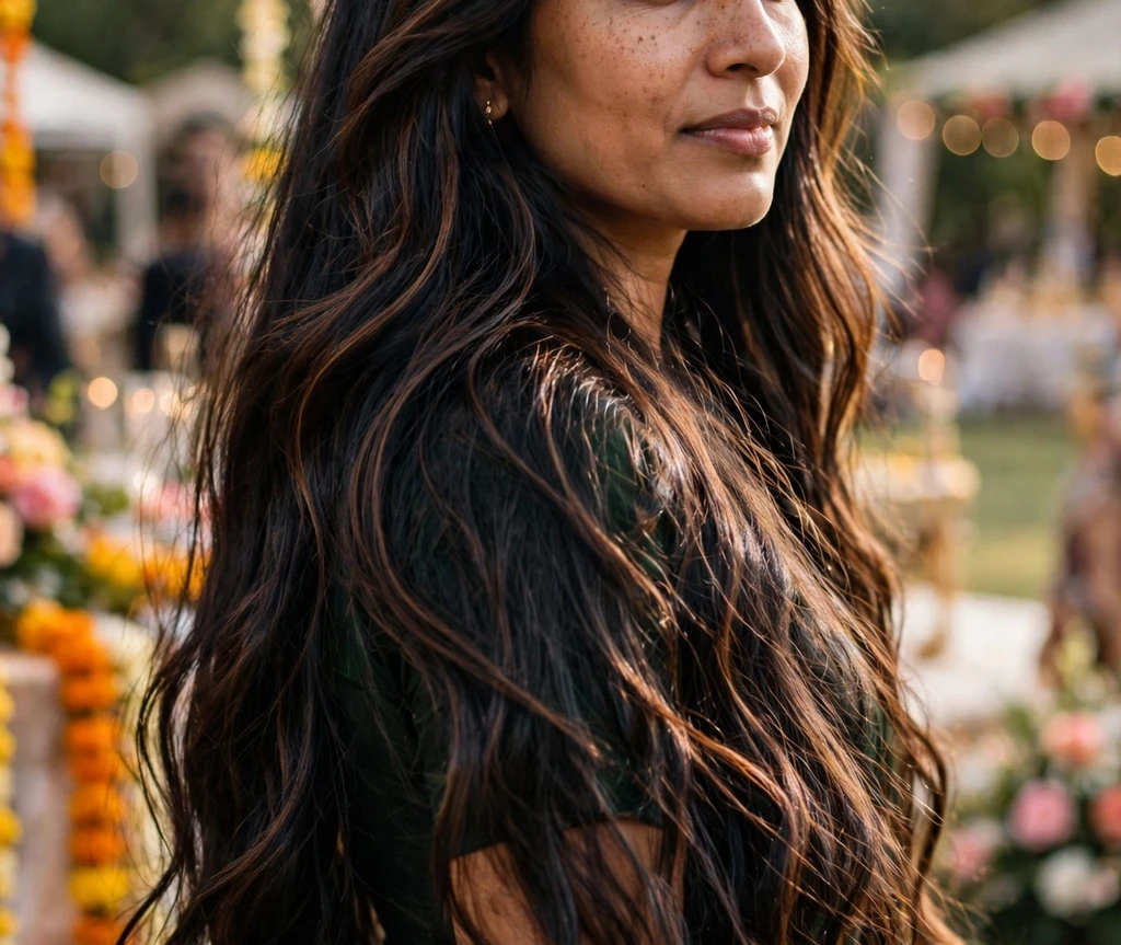 Super-long dark hair with rich espresso highlights