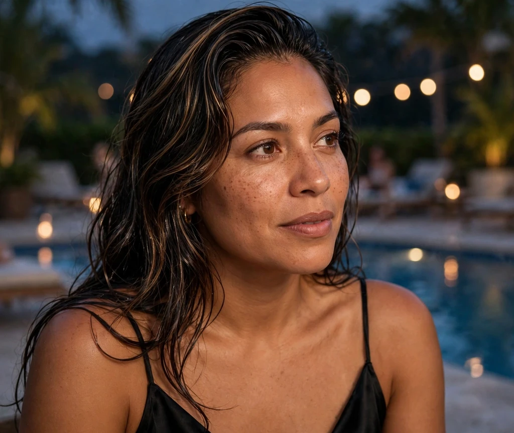 Wet-look dark hair with glossy espresso highlights