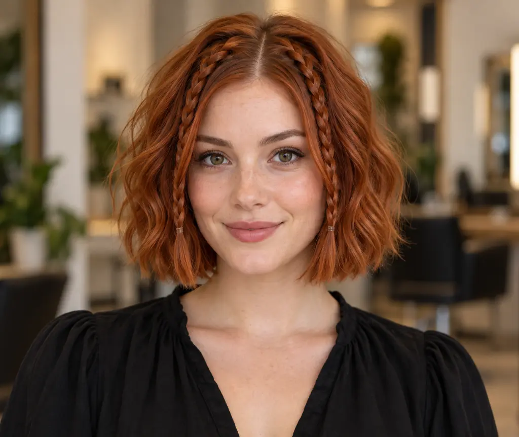 Face-Framing Braids on a Short Bob