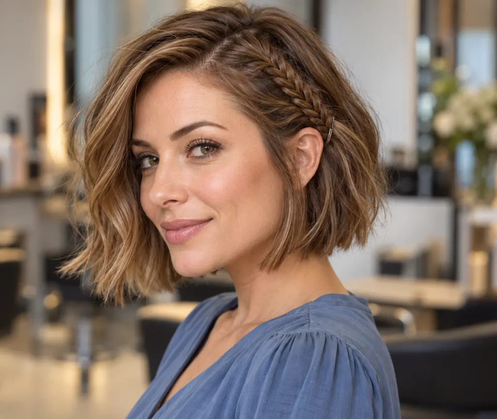 Fishtail Accent Braid on a Short Bob