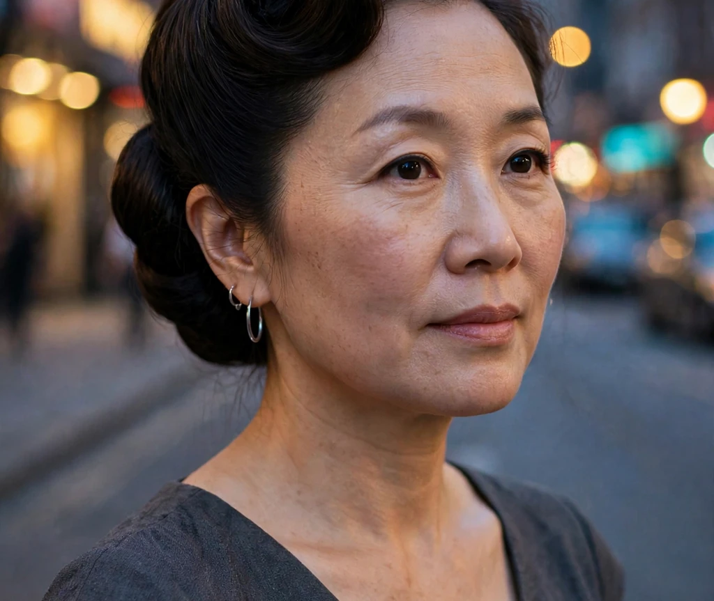 Woman wearing a classic French roll, an elegant formal updo for thin hair