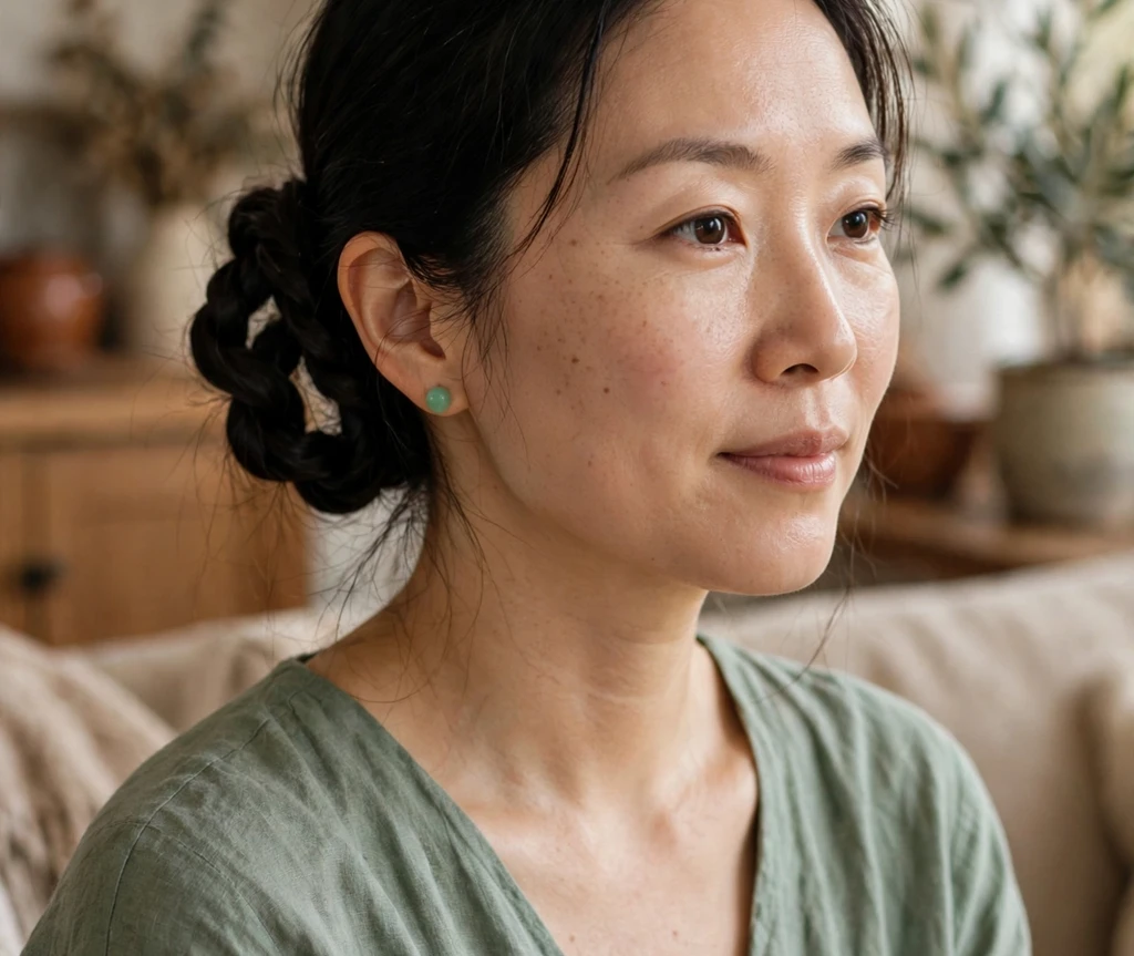 Older woman with a classic bouffant bun, a formal updo for thin hair
