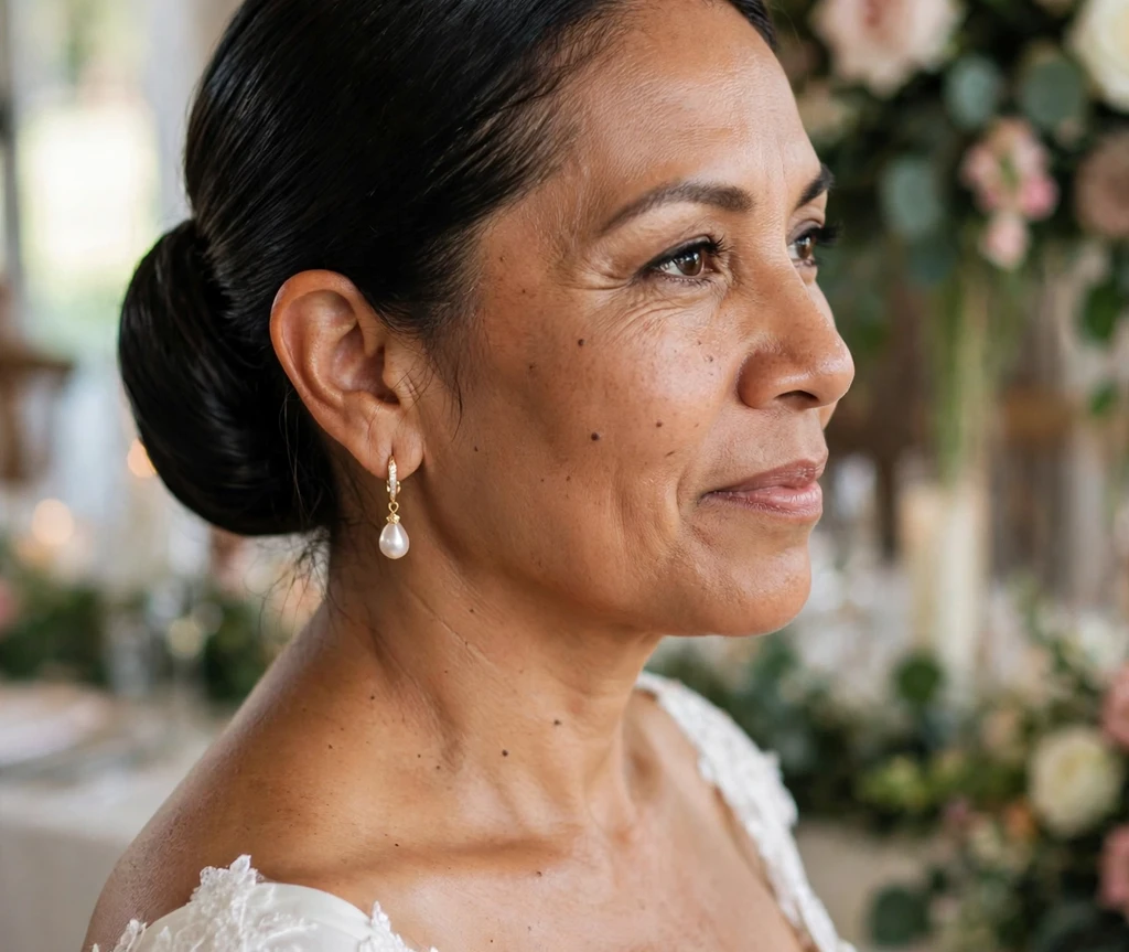 Woman with a twisted chignon formal updo adding texture to thin hair