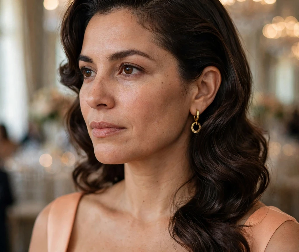 Woman with a wrapped elegant updo, a formal hairstyle for thin hair