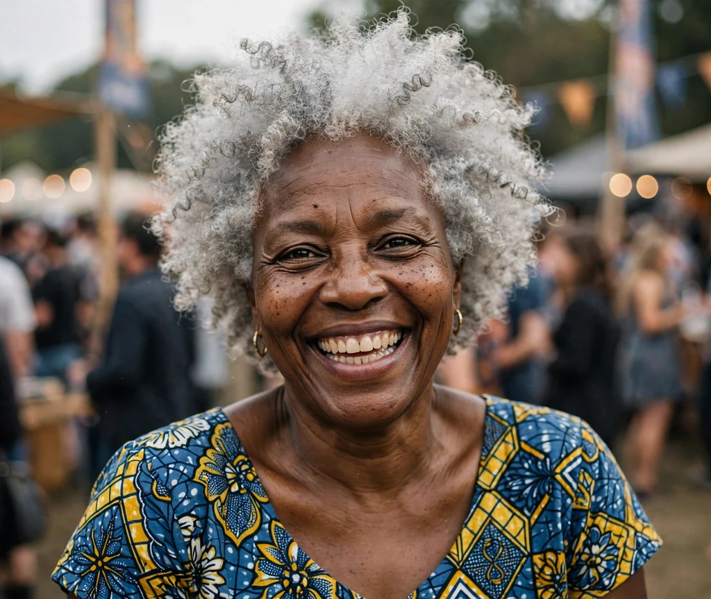 White silver curly textured afro