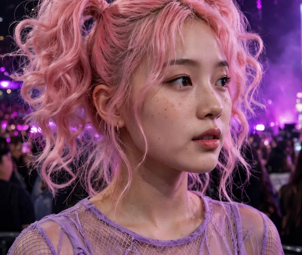 Woman with a mohawk-inspired fauxhawk braid at a rock concert