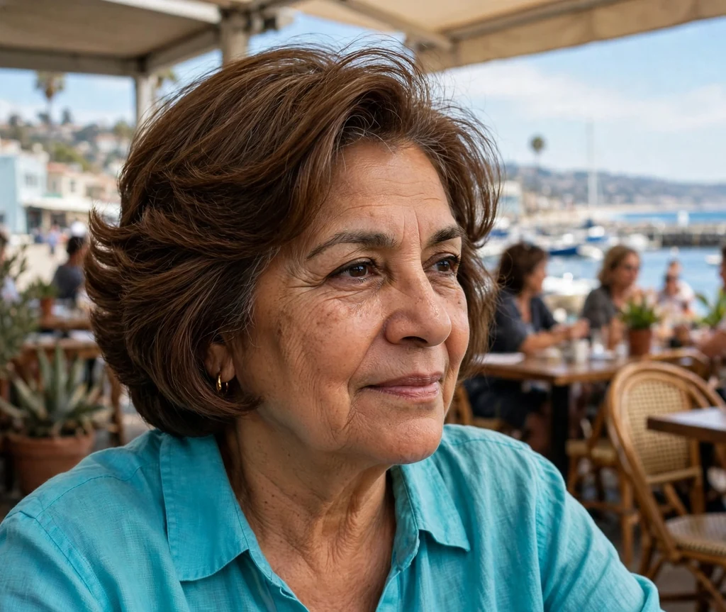 Graduated bob haircut on an older Latina woman