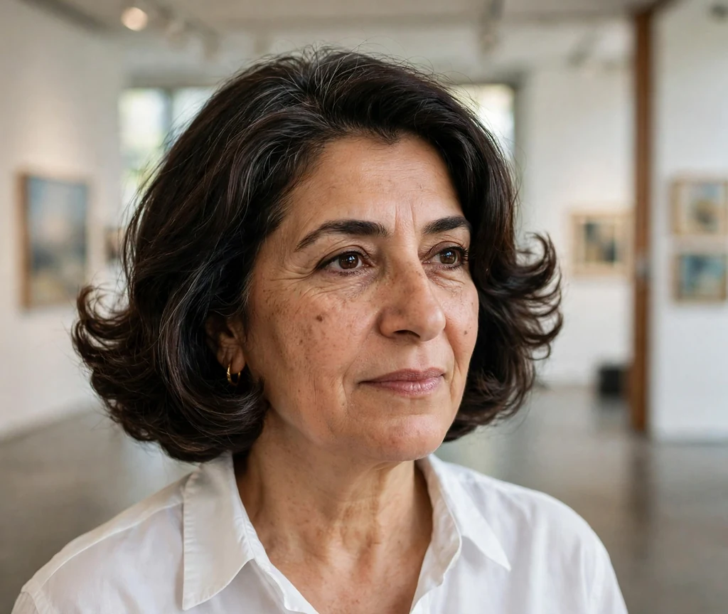 Italian bob haircut on an older Middle Eastern woman