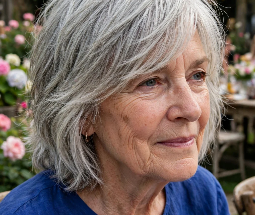 Sweeping Side Bangs with a Shaggy Bob