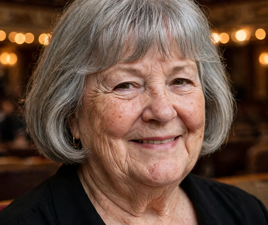 Classic bob with soft bangs on a plus size woman over 50