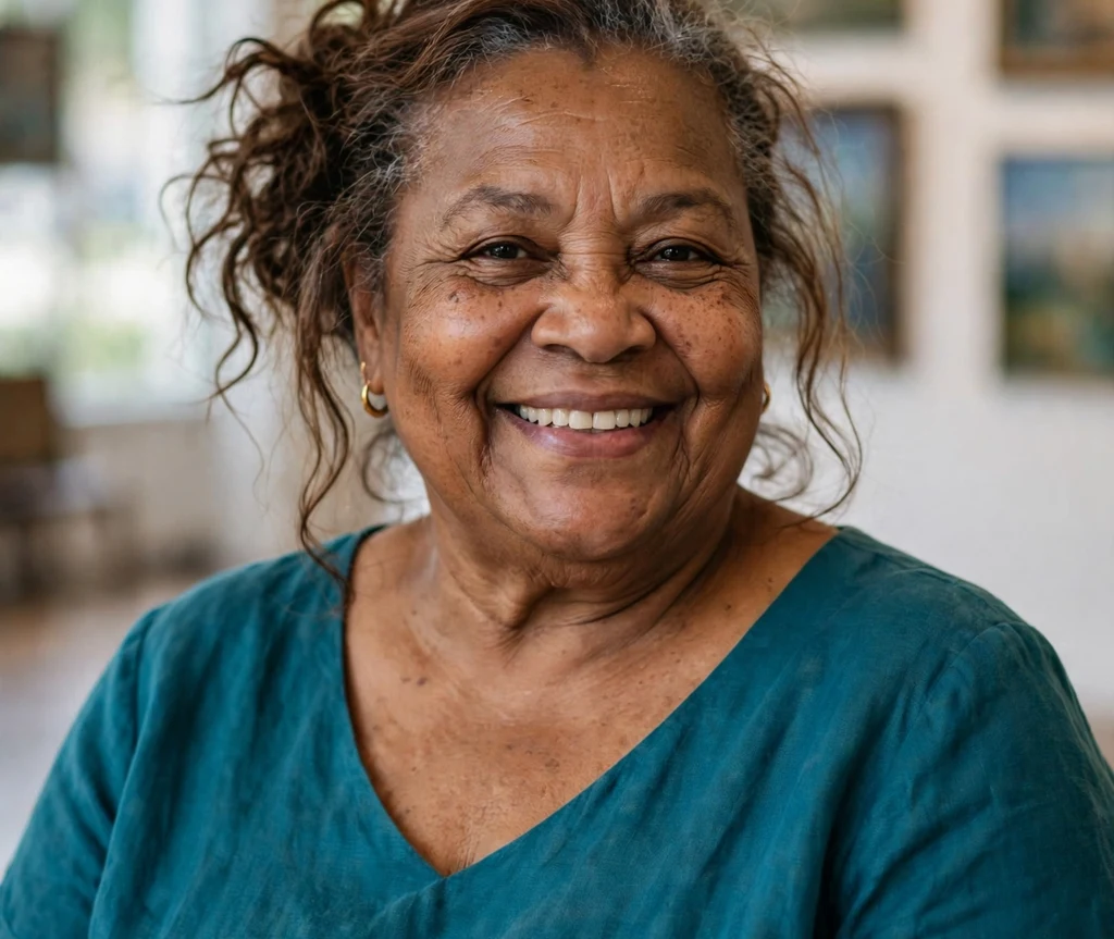 Effortless low messy bun on a plus size woman over 50