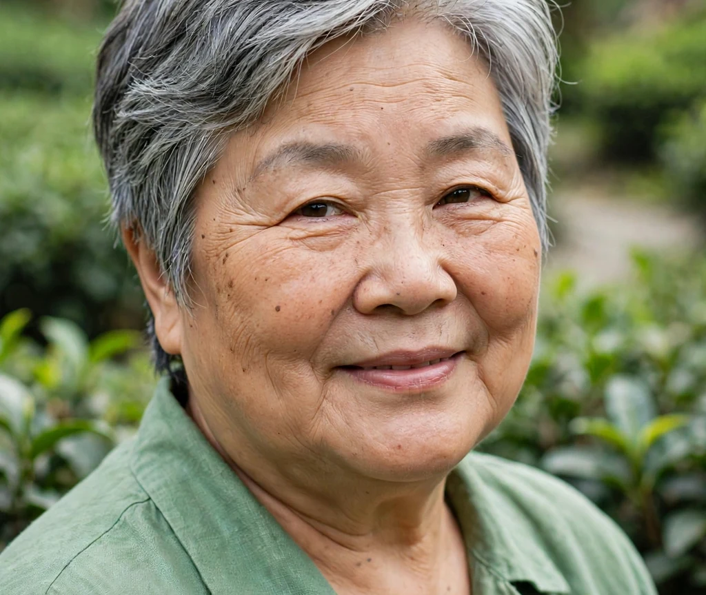 Side-parted textured pixie on a plus size woman over 50