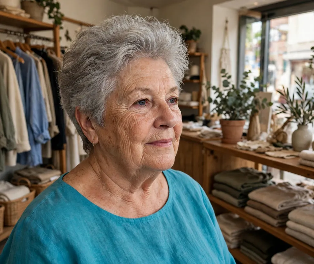 Plus size woman over 70 with a voluminous root-lifted crop