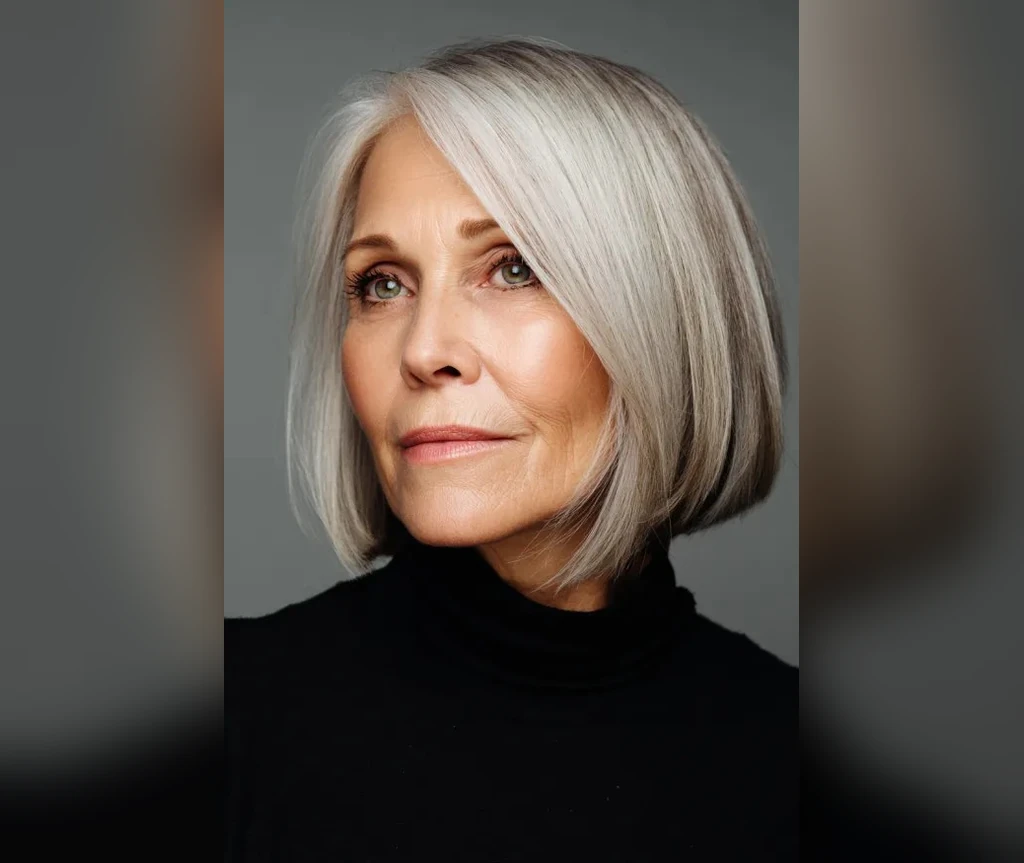 Sleek long bob with a smooth straight finish