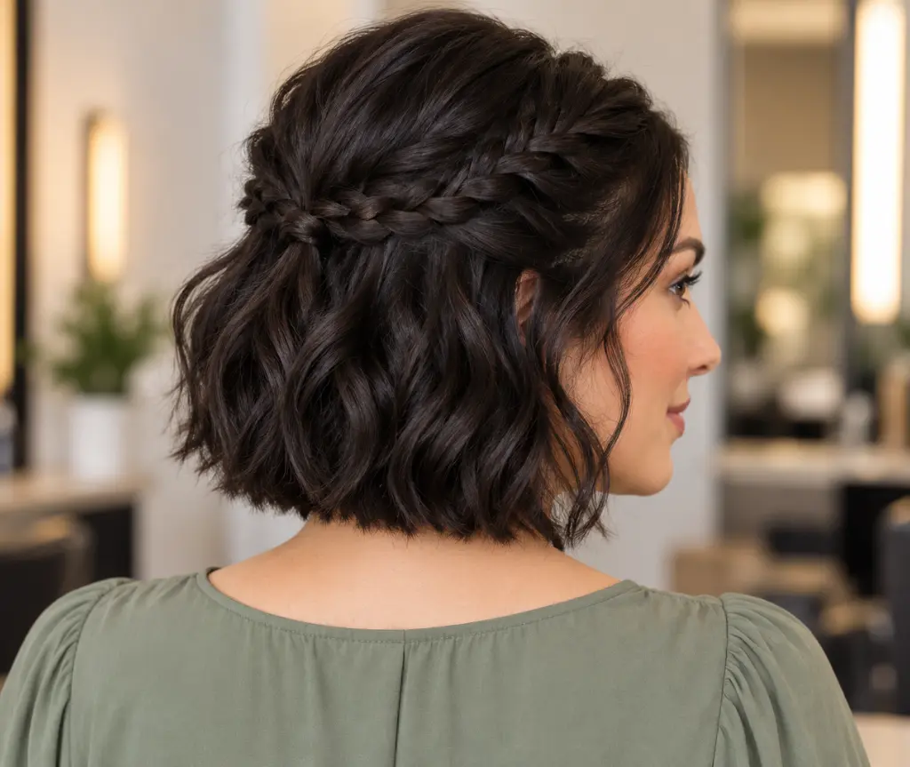 Half-Up Braided Bob