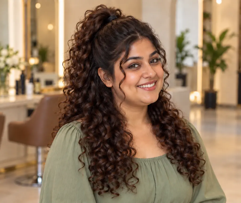 Half-Up Curly Ponytail