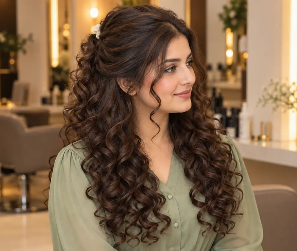 Half-Up Curly Wig Hairstyle