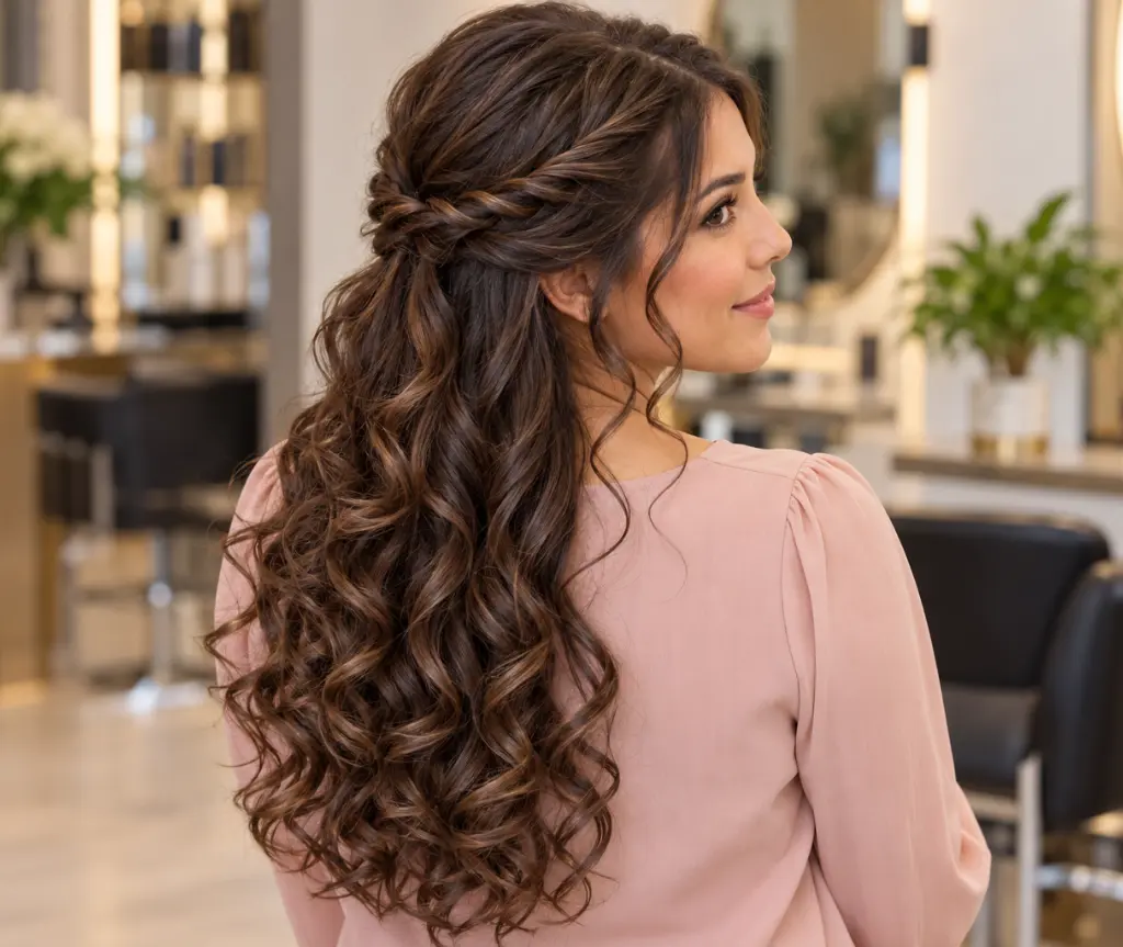 Half-Up Side Twists with Loose Curls