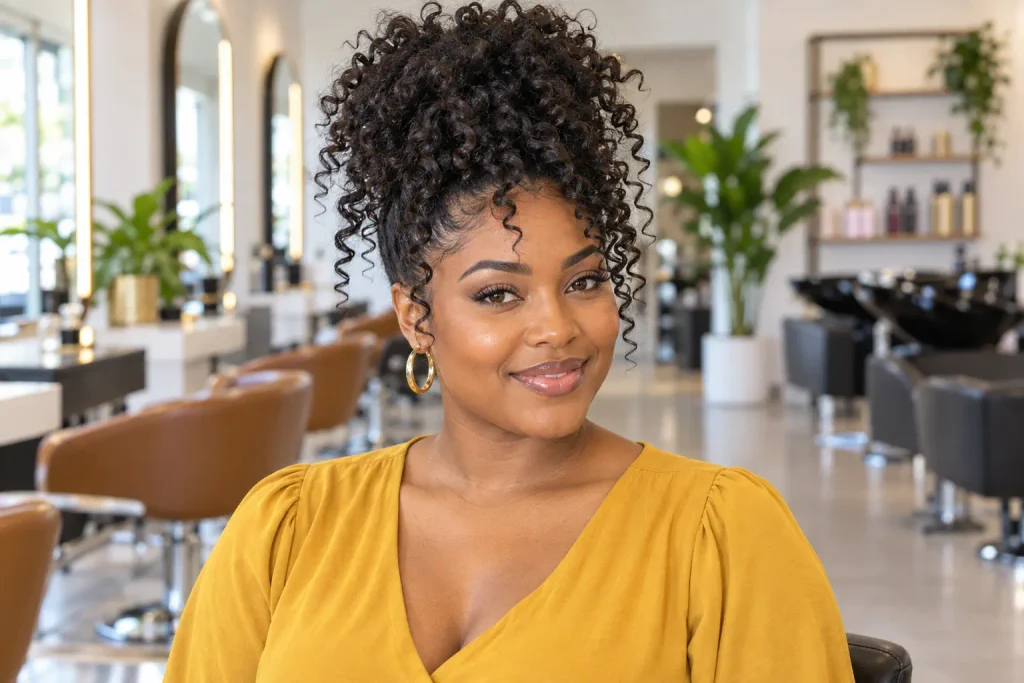 High Curly Pineapple Updo