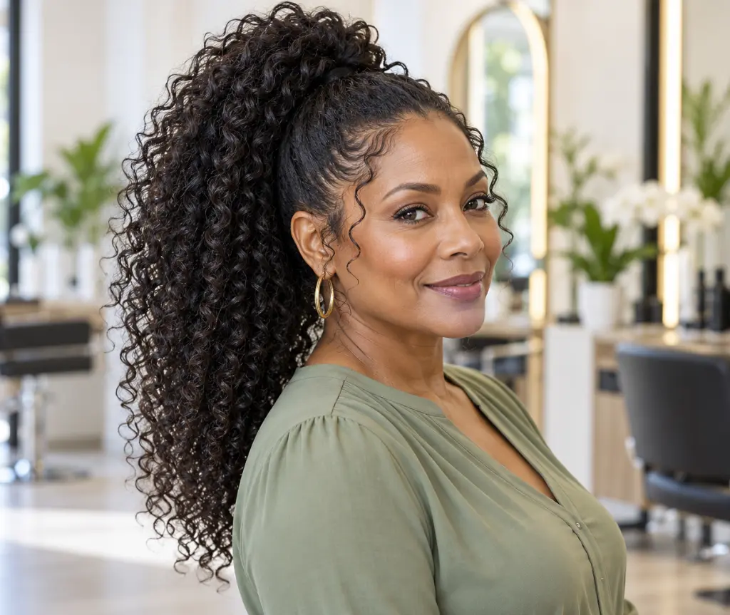 High Curly Ponytail