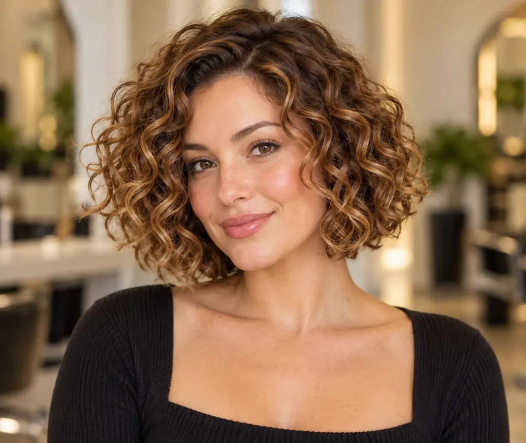 Honey Brown Curly Bob