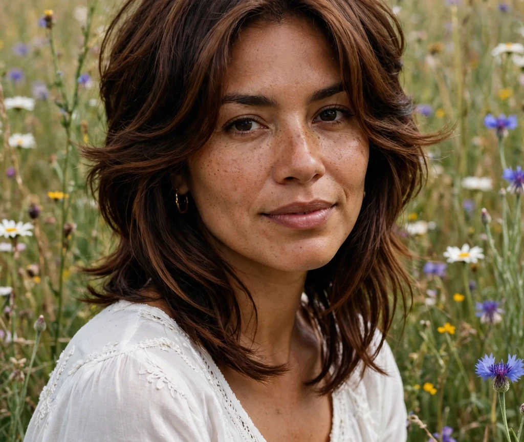 Woman with a long layered stacked bob