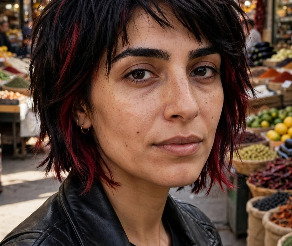 Woman with a razored layered stacked bob