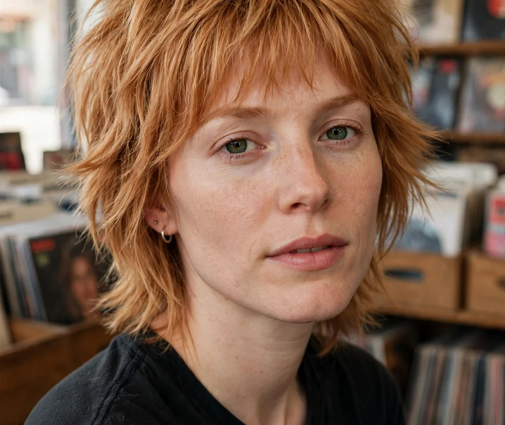 Woman with a shaggy layered stacked bob