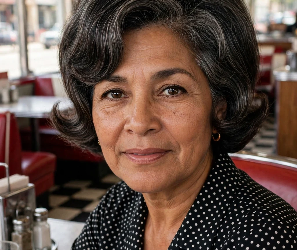 Woman with a vintage-inspired layered stacked bob