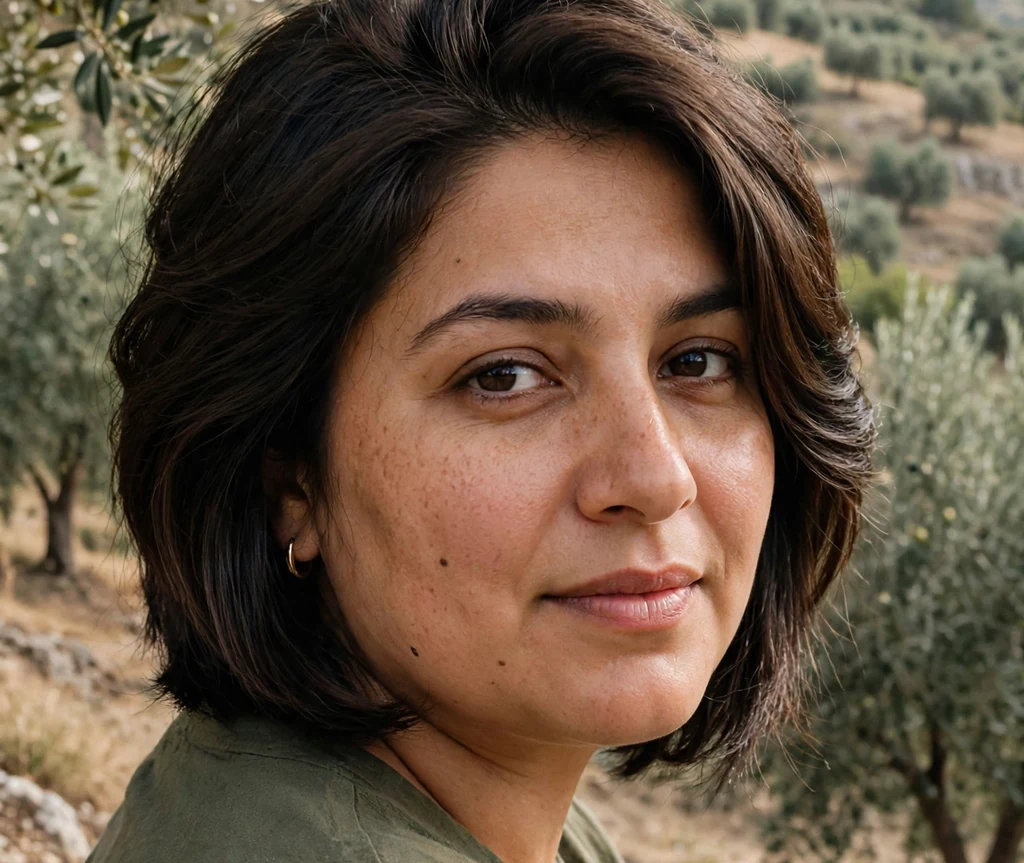 Woman with a layered stacked bob for round faces
