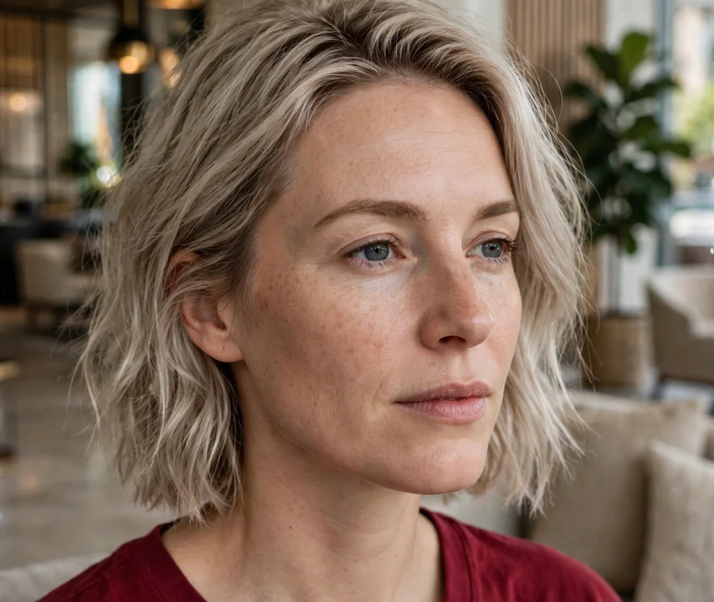 Wet-look textured lob hairstyle