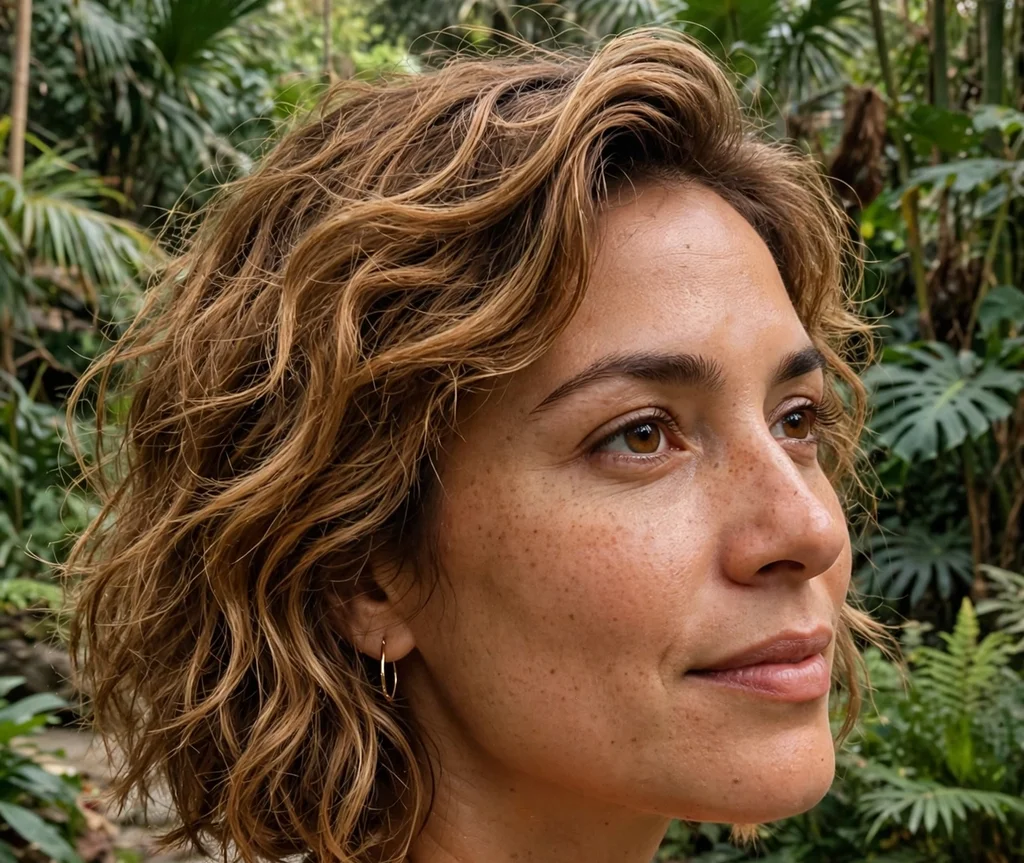 Textured lob with bouncy curls