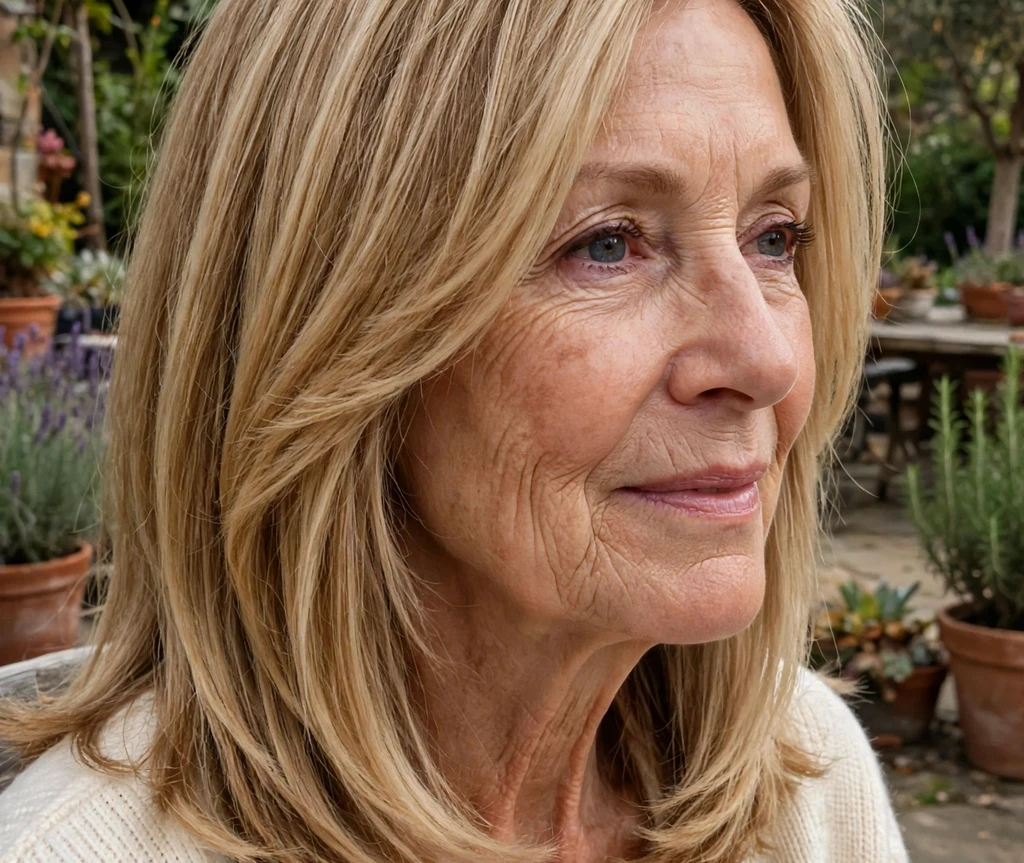 Classic blunt silver long bob haircut for women over 50