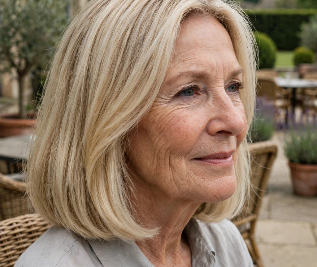 Salt-and-pepper easy long bob haircut for women over 50