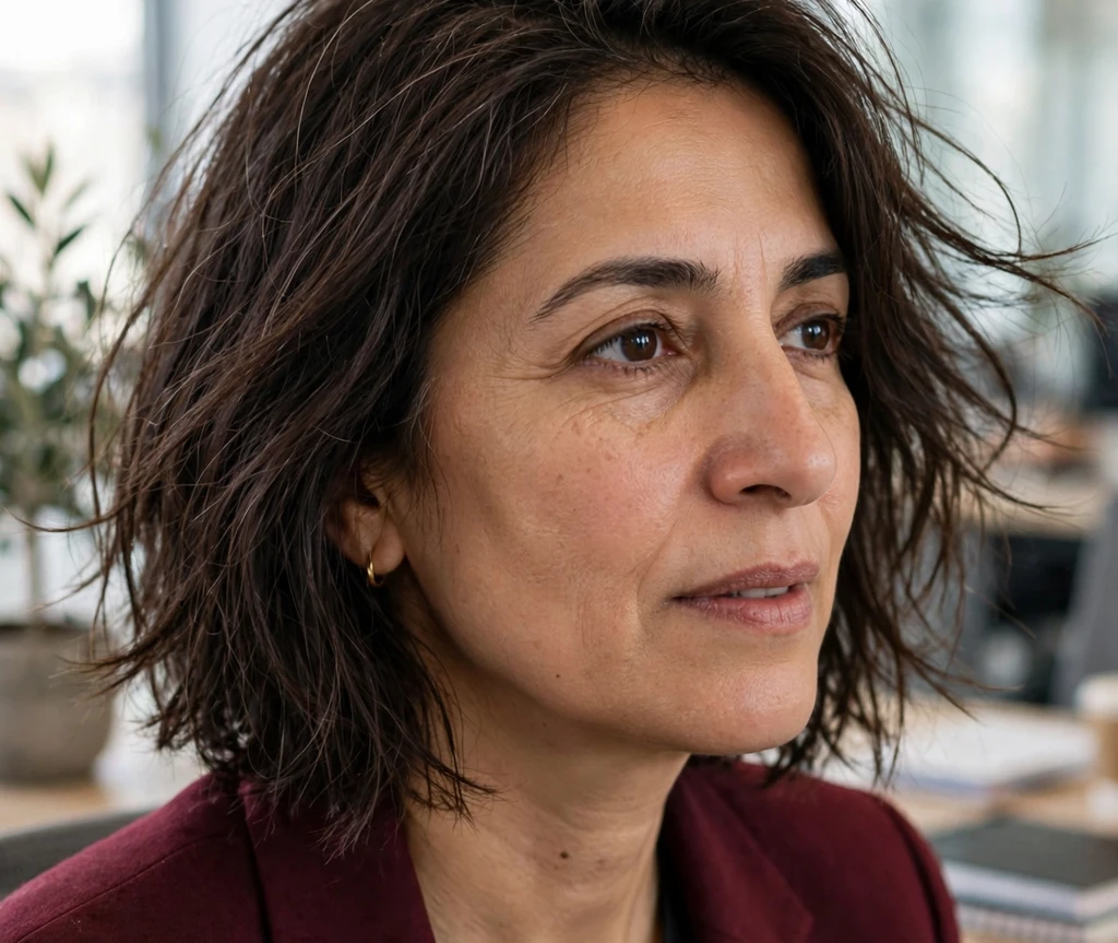 Woman with a chin-length taper long bob for thin hair
