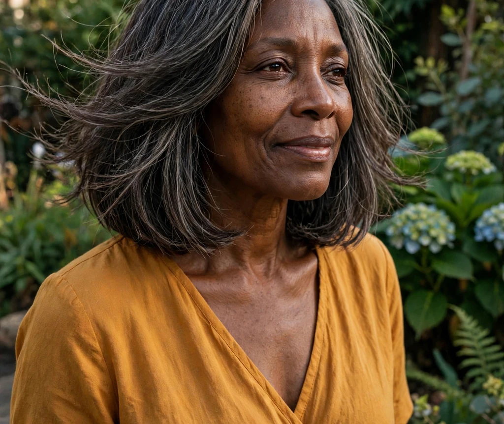 Woman with a one-length blunt long bob for thin hair