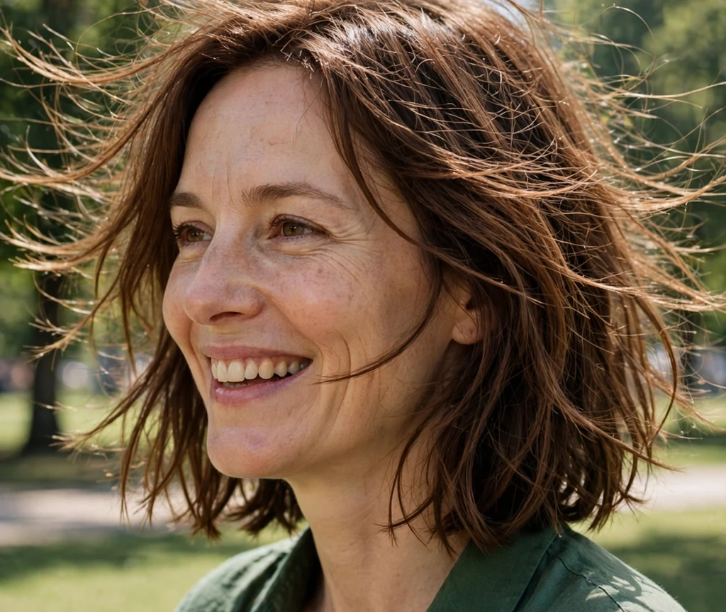 Woman with a long bob with face-framing highlights for thin hair