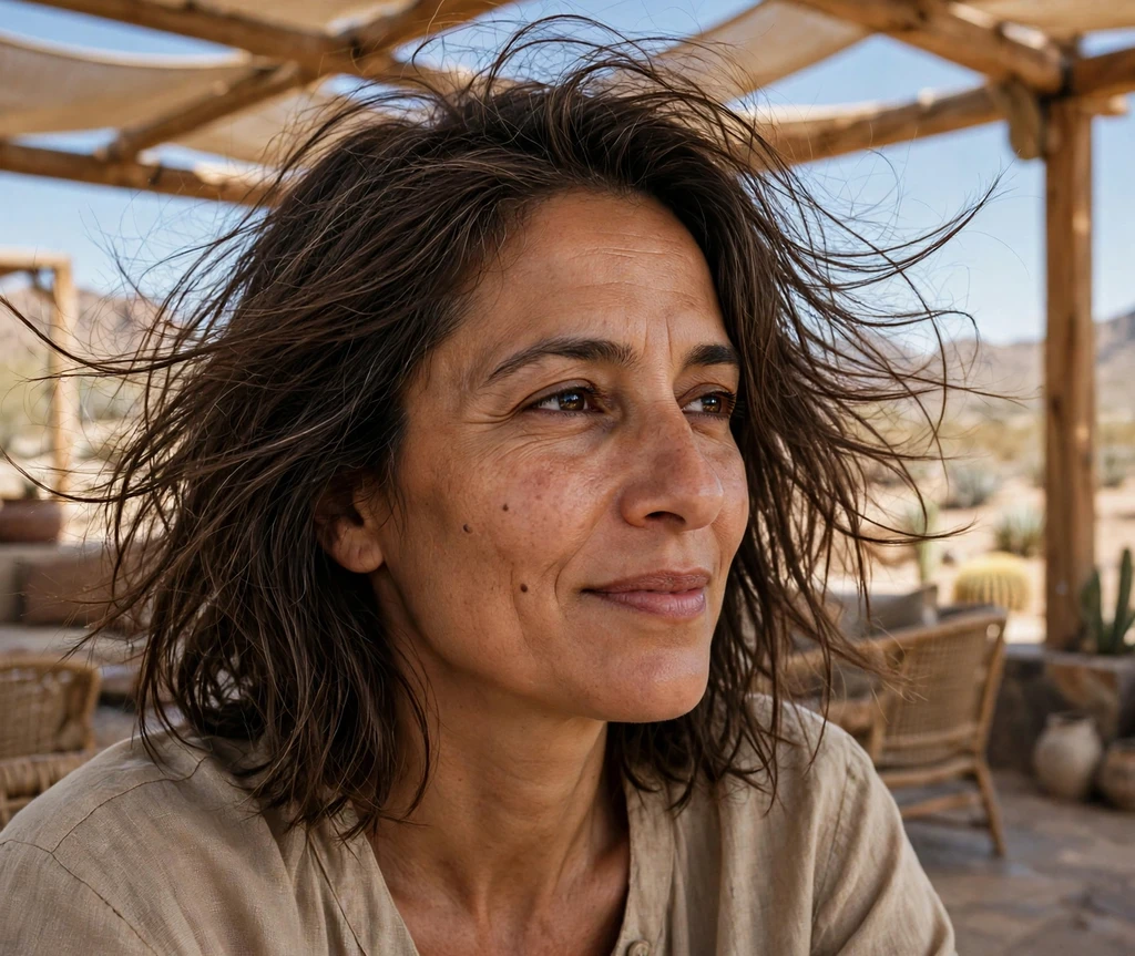 Woman with a long bob with shadow root for thin hair