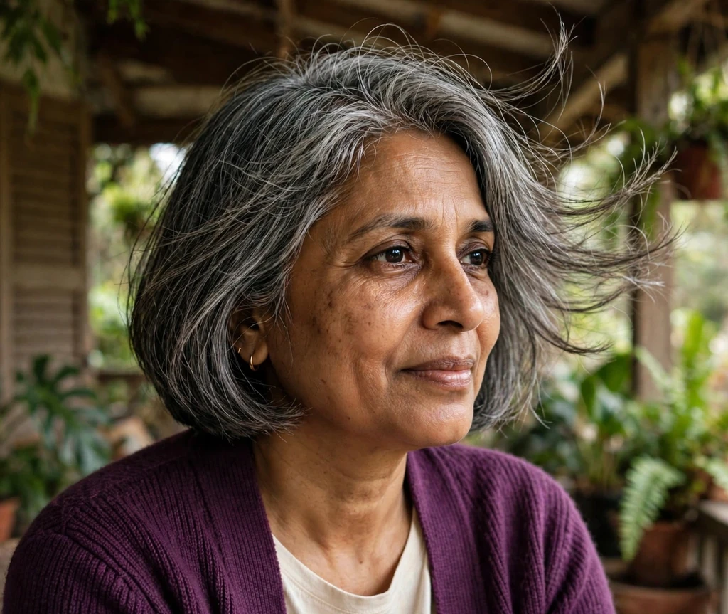Woman with a long bob with curtain layers for thin hair