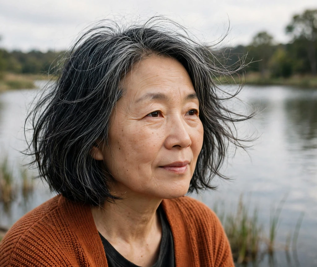 Woman with a dimensional ash tone long bob for thin hair