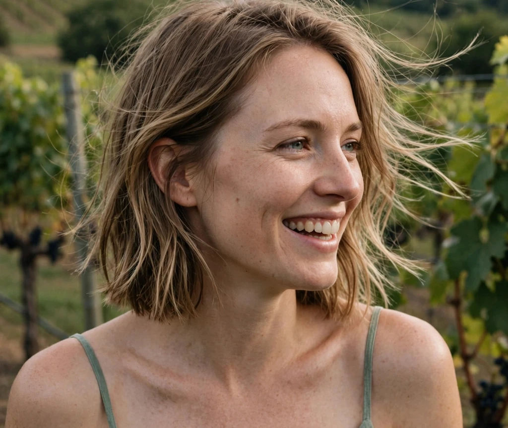 Woman with a bold middle-part long bob for thin hair