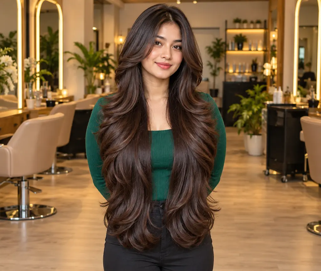 Long Butterfly Haircut for Thick Hair