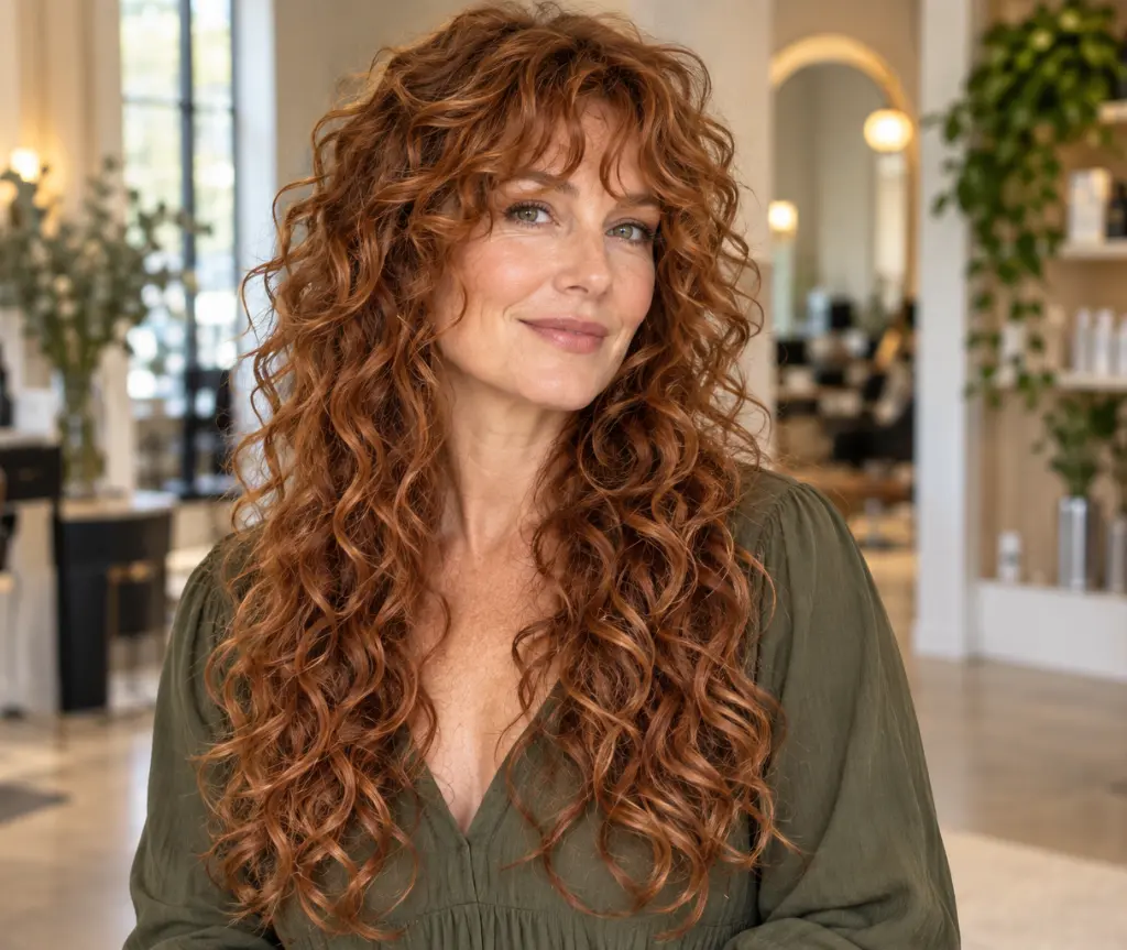 Long Curly Shag with Bangs